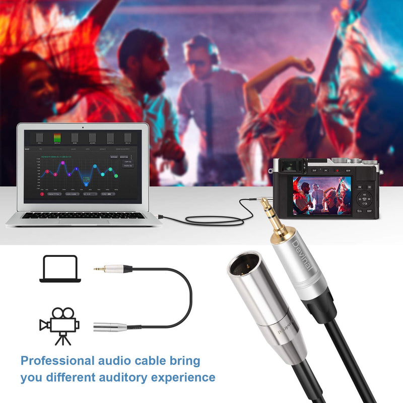 Devinal 3.5mm to Mini XLR calbe, 1/8 inch Stereo to 3 Pin Mini XLR Male Cord Adapter Connector, Balanced Male Mini-XLR to Mini Jack(3.5mm) TRS for Pro Lapel Mic 3.3 FT 3 FT