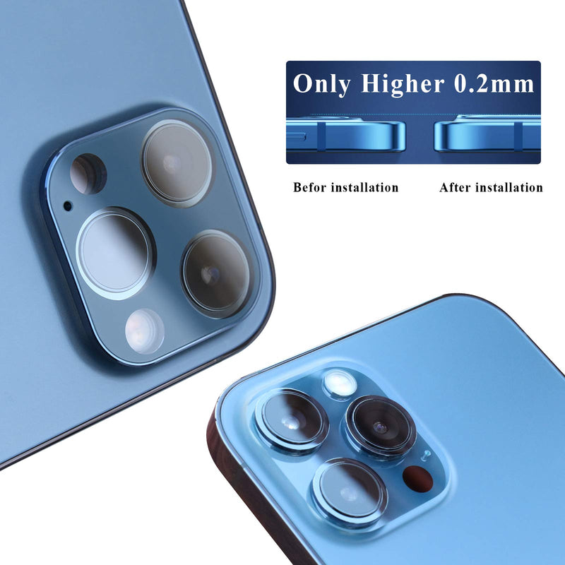 JOLOJO Metal Camera Lens Protector Full Coverage Compatible with iPhone 12 Pro max(6.7") Tempered Glass Screen Protector Shock-Proof,Shatter-Resistant,Case Friendly,Ultra Clear - Pacific Blue