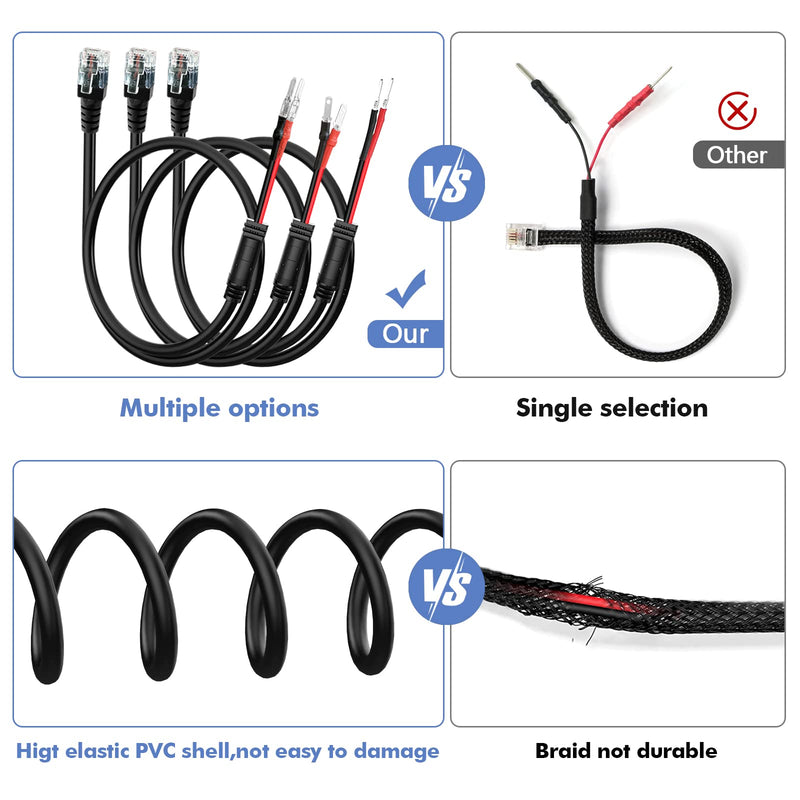 Radar Detector Hardwire Power Cord, Rearview Mirror Plug Cable, with Inline Fuse Holder,Suitable for Uniden Escort Beltronics Valentine One Cobra Whistler Radar Detector,3-Piece Set,16'' (RJ11) RJ11