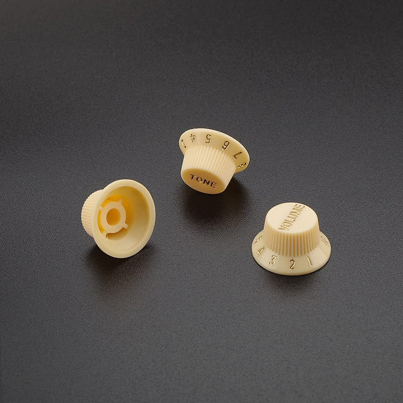 Alnicov 3 in 1 Speed Volume Tone Control Knobs Plastic Knobs for Left Hand Guitar Bass Parts,Cream Color
