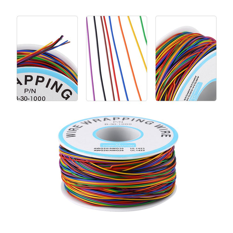 8-Wire Colored Insulation Test Wrapping Cable P/N B-30-1000 250M 30AWG Tinned Copper Solid Cable 280M