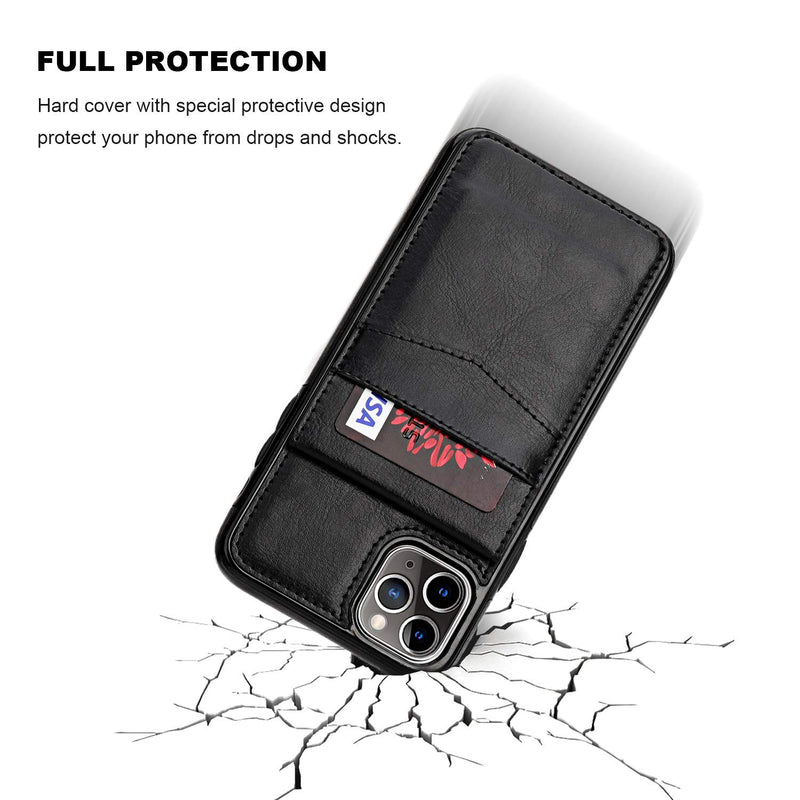 iPhone 11 Pro Max Case Wallet with Credit Card Holder, KIHUWEY Premium Leather Magnetic Clasp Kickstand Heavy Duty Protective Cover for 11 Pro Max 6.5 Inch(Black) Black