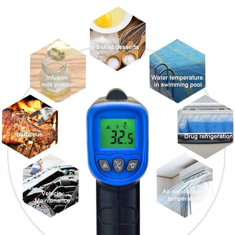 Infrared Thermometer AP-981A Non-Contact IR Thermometer Gun Temperature Gun -58℉~ 662℉(-50℃~350℃) with Backlight Data Hold for Kitchen Cooking BBQ Automotive AP-981A (White)