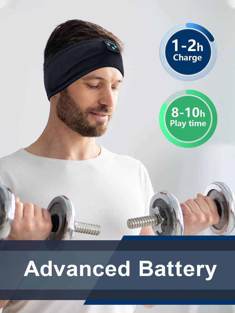 Lullaband Sleep Headphones, 10+ Hours Play Time with Stereo HD Hi Fi Speakers, Sleeping Headphones Bluetooth Headband for Office Nap Air Travel Relaxing Meditating Cool Tech Gadgets Unique Gifts Black