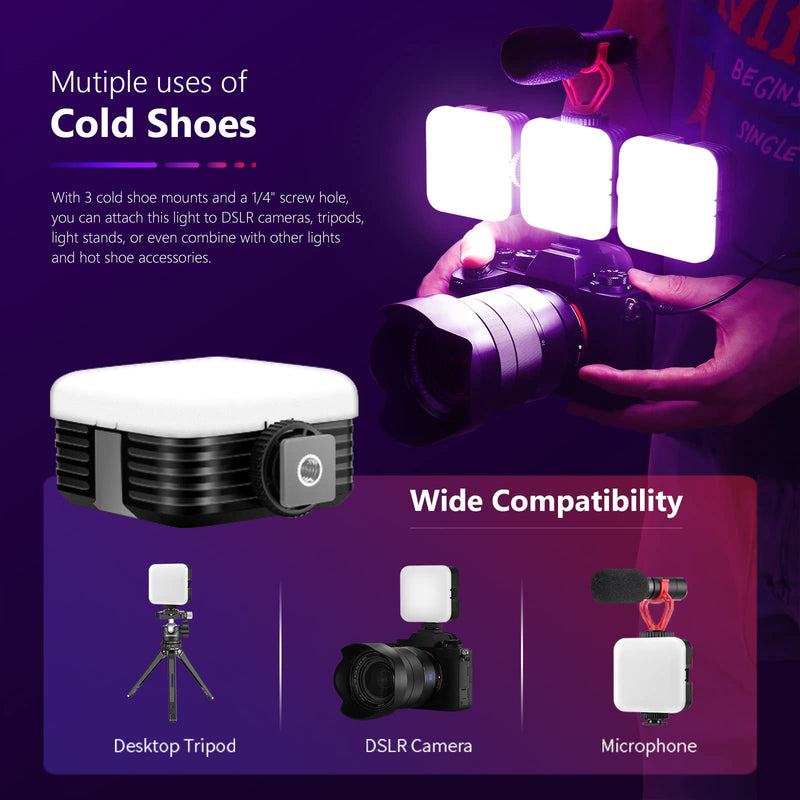 [AUSTRALIA] - Neewer Magnetic RGB Video Light, 360° Full Color RGB61 LED Camera Light with 3 Cold Shoe Mounts/CRI 97+/20 Scene Modes/2500K-8500K/2000mAh Rechargeable Portable Photography Lighting 