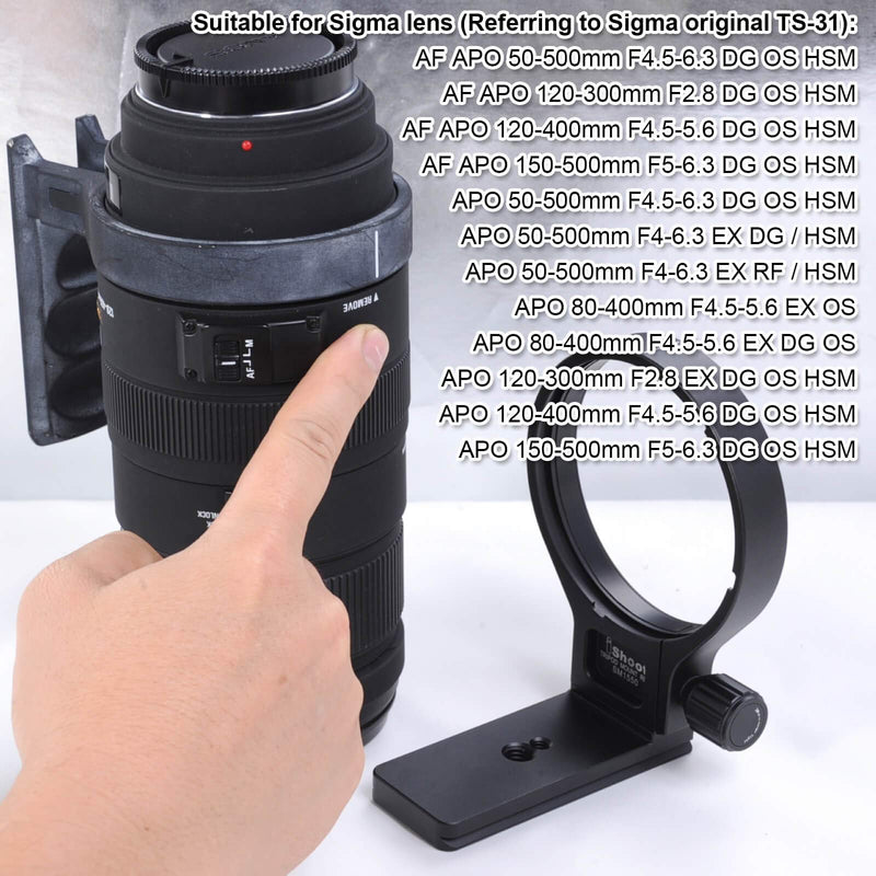 Lens Support Collar Tripod Mount Ring for Sigma TS-31 AF APO 50-500mm F4.5-6.3 DG OS HSM, AF APO 120-300mm F2.8 DG OS HSM, AF APO 120-400mm F4.5-5.6 DG OS HSM -Bottom is Camera Quick Release Plate