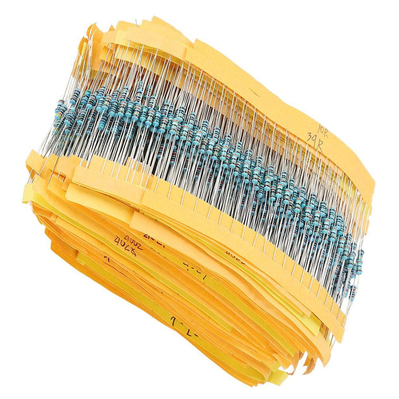 YWBL-WH Resistance,2000PCS 1/4W Resistors,100 Values 1ohm~1M Metal Film Resistors Assortment Components Kit Set