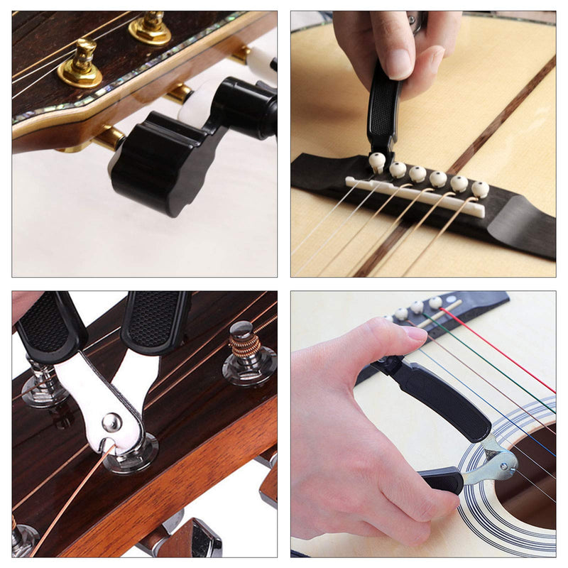 kiniza 3 in 1 Guitar String Winder Cutter, Multifunctional Guitar Maintenance Tool Guitar Bridge Pin Puller Repair Tool Clipper Peg Winder for Guitars Bass Ukulele Banjo Mandolin (Black)