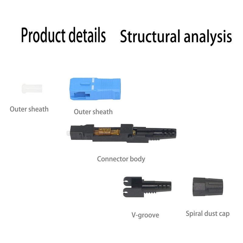 GELRHONR FTTH SC/UPC(APC)-C Fiber Quick Connector, Optic Fiber Fast Connector Adapter for FTTH ODF CATV-10PCS