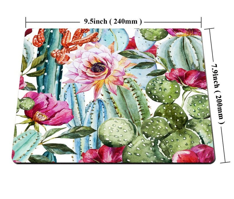 Smooffly Cactus Gaming Mouse Pad,Watercolor with Flowers Roses and Cactus Mouse Pad 9.5 X 7.9 Inch (240mmX200mmX3mm)