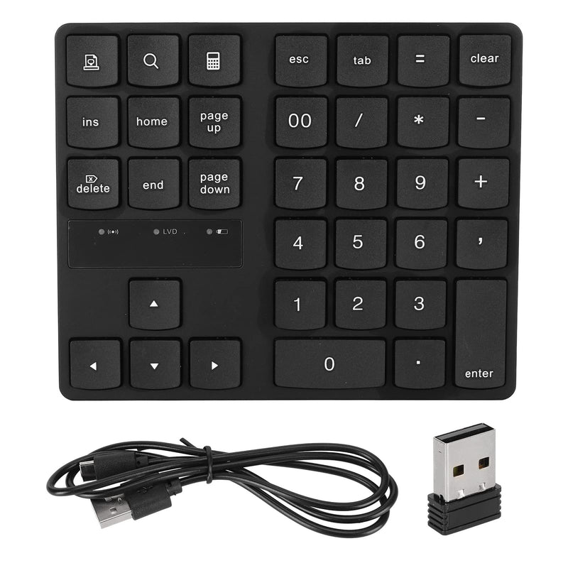 Asixxsix Mini Numeric Keypad, 35 Keys Portable USB Numeric Keypad 32.8ft Transfer Distance Financial Accounting Rechargeable 2.4G Wireless Number Pad for Laptop Desktop PC Notebook