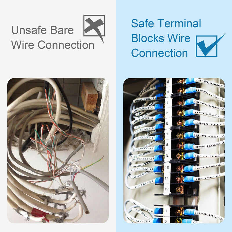 Terminal Block,2 Pack 2 Circuits 20-30A 200v-450v Dual Row Screw Terminals Strip +8 PCS Heat Shrink Wire Connectors 20 Amps