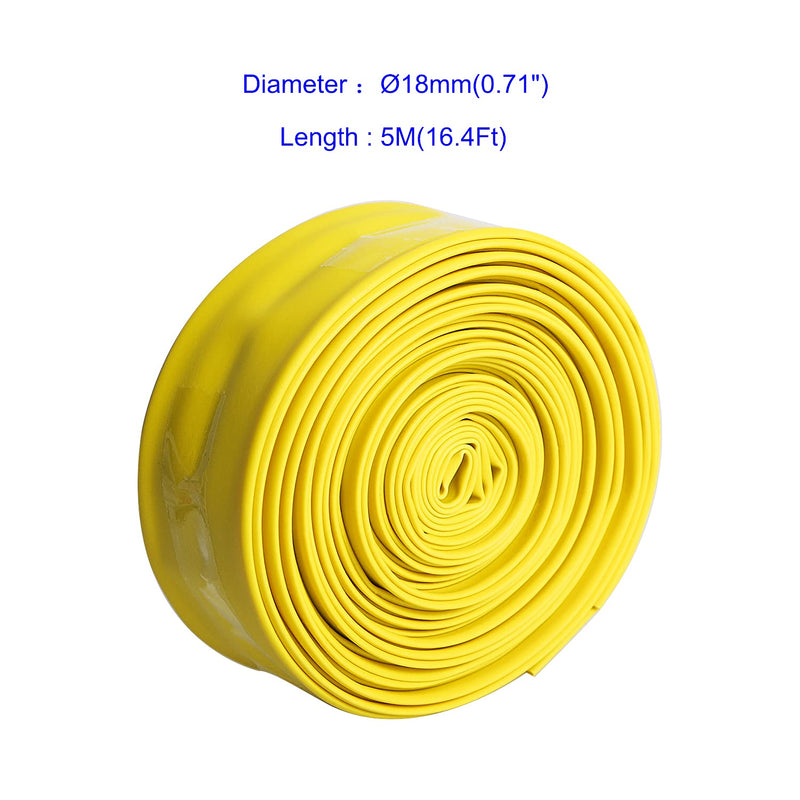 Aoje-Link 18mm ID Yellow Heat Shrink Tubing Shrinkable Tube 5M(16.4Ft) 1pcs 18mm x 5M(Ф * L)