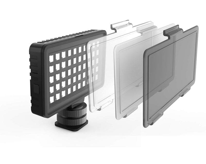 DigiPower #GoViral - InstaFame - Super Compact 50 LED Video Light (3.5W) | Features 350 Lumens, 3-Level Adjustable Brightness | Includes Phone & Camera Adapter, 3 Color Diffusers & Micro USB Cable