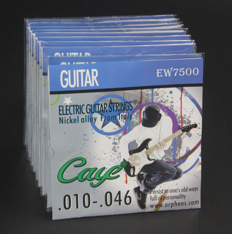 jiaoguo 10 Pack Caye EW7500 Nickel Plated Steel Electric Guitar Strings Light Tension 010-046