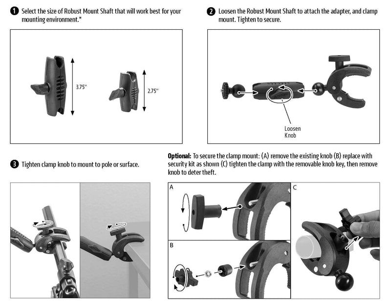 ARKON Robust Clamp Camera Mount with Security Knob Retail Black