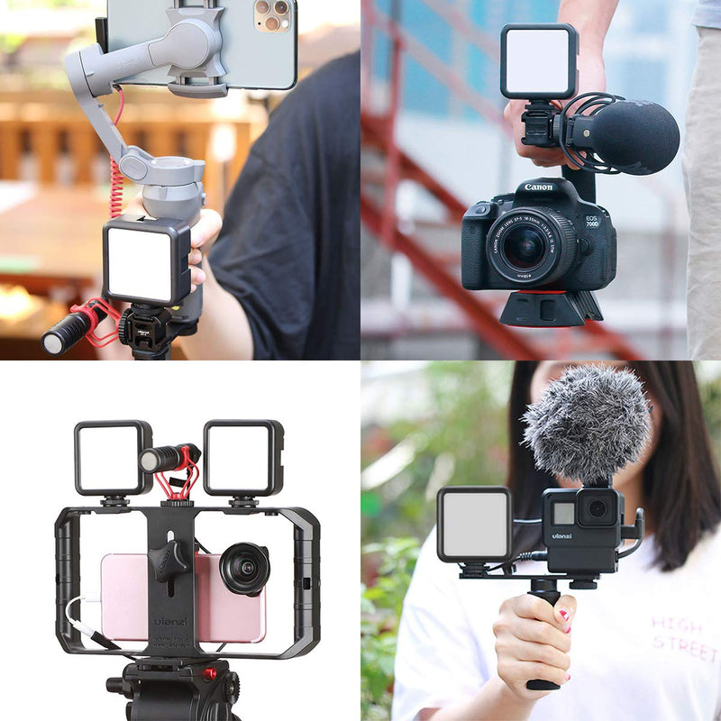 [AUSTRALIA] - ULANZI VL49 2000mAh LED Video Light w 3 Cold Shoe, Rechargeable Soft Light Panel, Portable Photography Lighting for DJI OSMO Sony DSLR Canon Camera GoPro Vlogging Black 