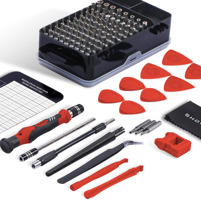 Precision Screwdriver Set, SHOWPIN 122 in 1 Computer Screwdriver Kit, Laptop Screwdriver Sets with 101 Magnetic Drill Bits, Electronics Tool Kit Compatible for Computer, Tablet, PC, iPhone, PS4 Repair Red