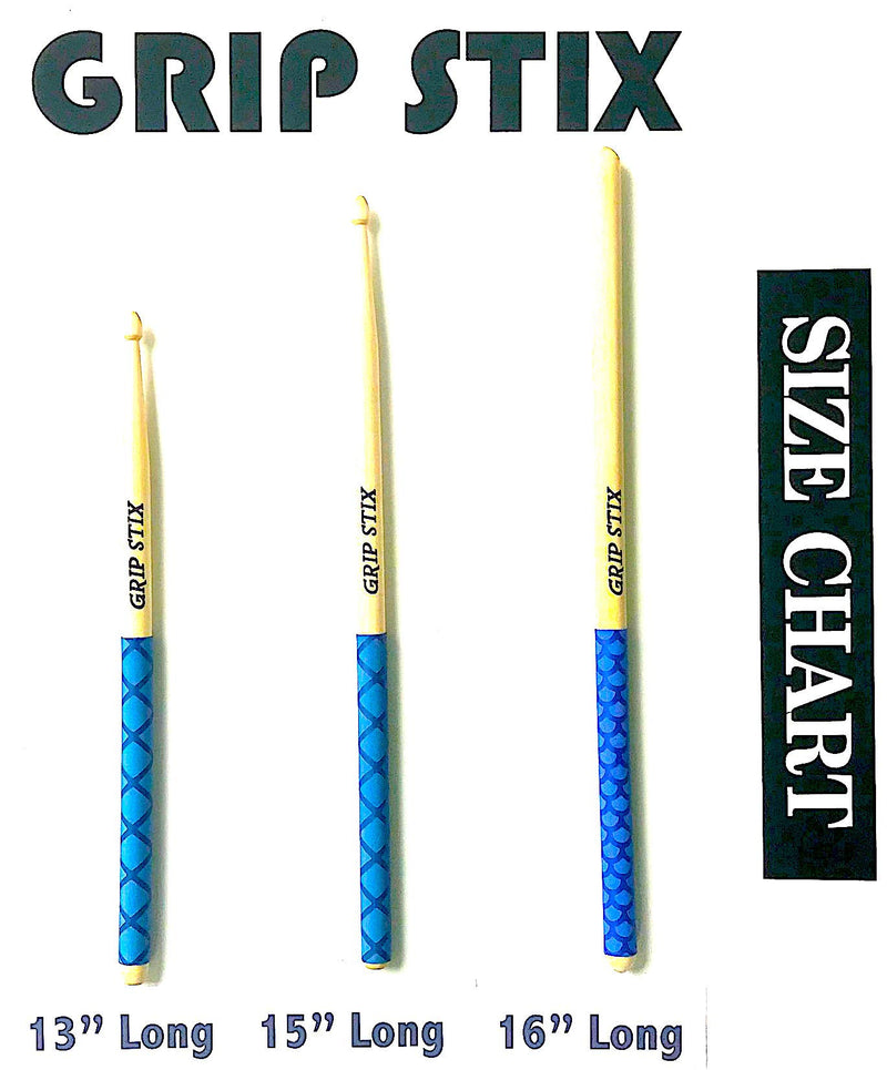 GRIP STIX 13" Long BLACK NON-SLIP GRIP Drumsticks for Kids - Ideal For All Drumming, Cardio Fitness, Aerobic & Workout Exercises 13-in.