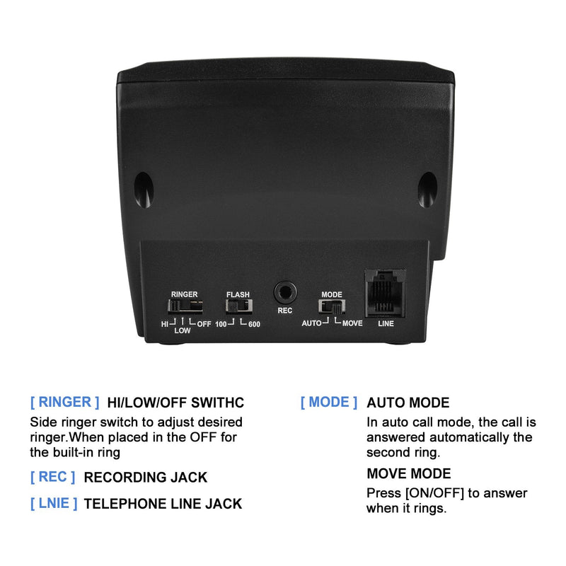 AGPTEK® Call Center Dialpad Headset Telephone with Tone Dial Key Pad & REDIAL Black