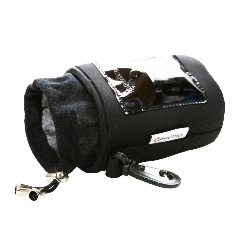 Foto&Tech 4 PCS 5mm Extra Thick Waterproof Rain Cover Neoprene Lens and Flannel Collar Lens Bag with Adjustable Drawstring & Swivel Clip Compatible with Canon Nikon Sony Olympus Cameras (S, M, L, XL) 4 in 1 Bundle