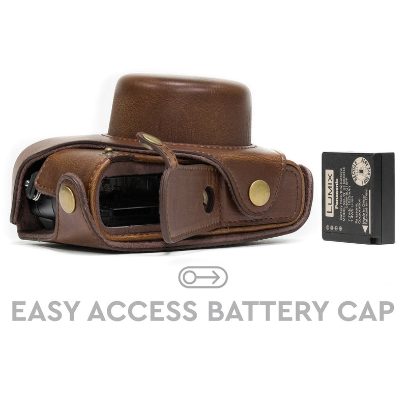 MegaGear Ever Ready Protective Leather Camera Case, Bag for Panasonic LUMIX LX100, DMC-LX100 Camera (Dark Brown)
