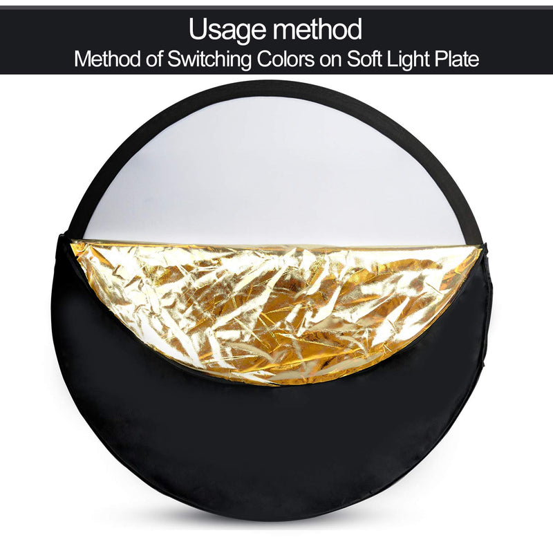 Emart 24” 5-in-1 Portable Photography Studio Multi Photo Disc Collapsible Light Reflector with Bag - Translucent, Silver, Gold, White and Black