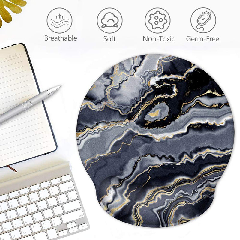 HAOCOO Ergonomic Mouse Pad with Gel Wrist Rest Support, Non-Slip Rubber Backing Mouse Pad Wrist Rest, Easy-Typing and Pain Relief fo r Home Office Computer Laptop (Black& Gray Marble) Black& Gray Marble