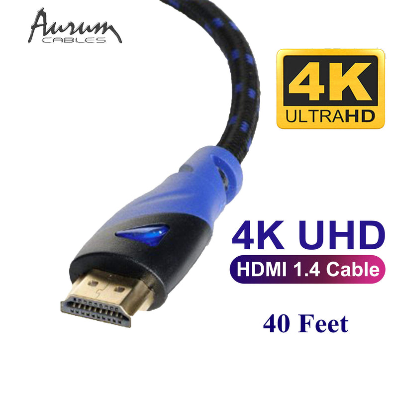 Aurum Ultra Series - High Speed HDMI Cable with Ethernet (40 FT) - CL2 Certified - Supports 3D & Audio Return Channel - Full HD [Latest Version] - 40 Feet 40 Ft 1 Pk