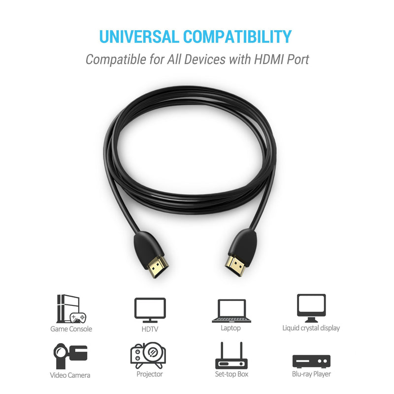 4K HDMI Cable 6.6ft, High Speed 18Gbps HDMI 2.0 Male Cable Extension with Gold Plated -Support 4K 60Hz, 3D, Video 4K 2160P, 1080P, ARC with Ethernet Compatible UHD TV, X-Box, Blue-ray, PS4, PS3, PC