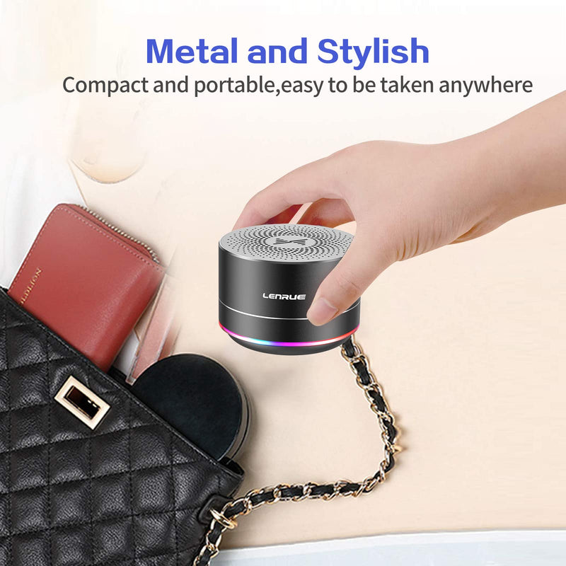 LENRUE Portable Bluetooth Speakers,Wireless Speaker with Clear Sound, Long Playtime, Small Mini Metal Speaker,Christmas Birthday Gifts for Men, Women,Kids(Black) Black