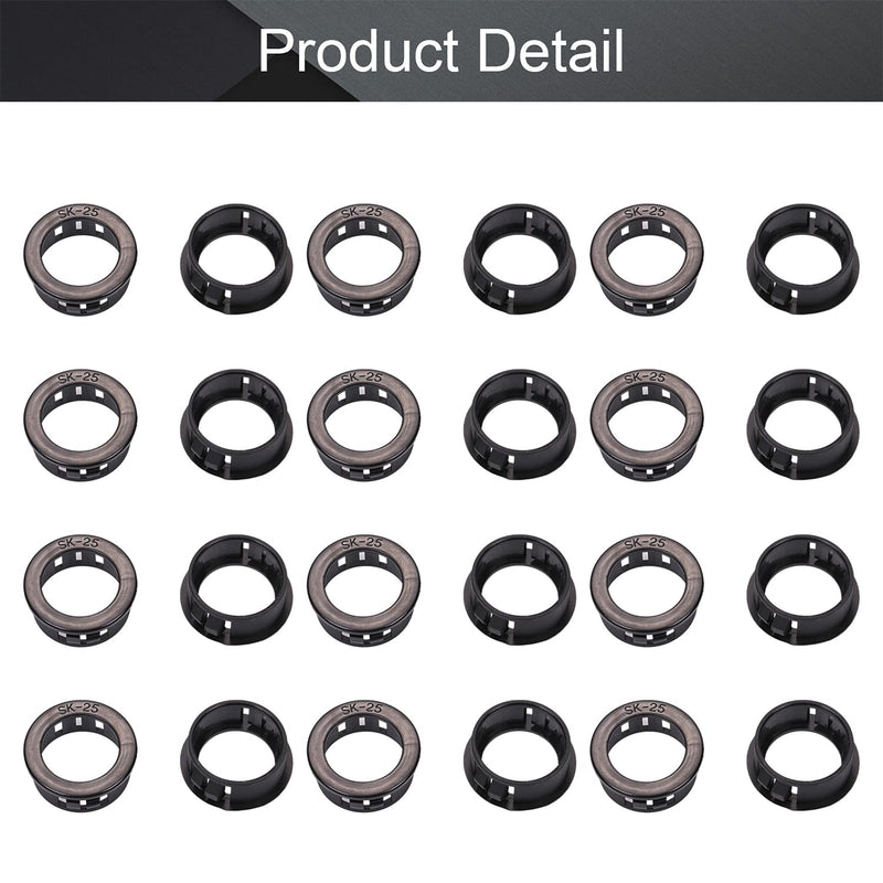 [AUSTRALIA] - Fielect 100Pcs 25mm Cable Snap Bushing Grommet Protector Black Nylon Snap in Cable Hose Bushing Grommet Round Snap Bushing Model:SK-25 