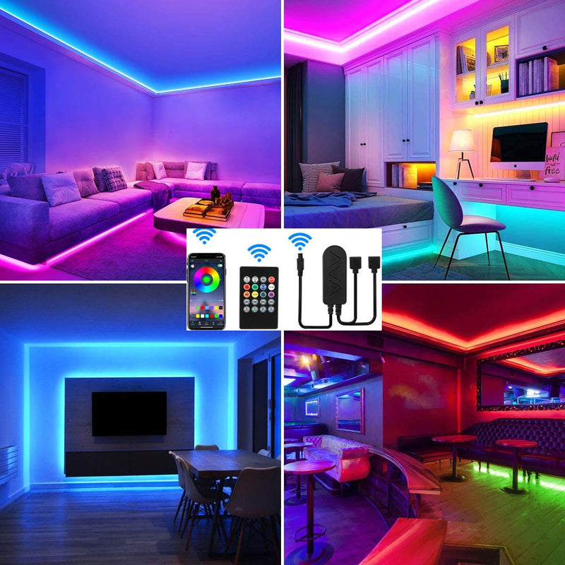 [AUSTRALIA] - 50Ft Smart Led Strip Lights with Music Sync, 5050 450LEDs RGB Strip Lights with Remote Controller, Sensitive Built-in Mic, App Controlled LED Lights Tape Lights for Home, Ceiling, Bedroom 50FT 