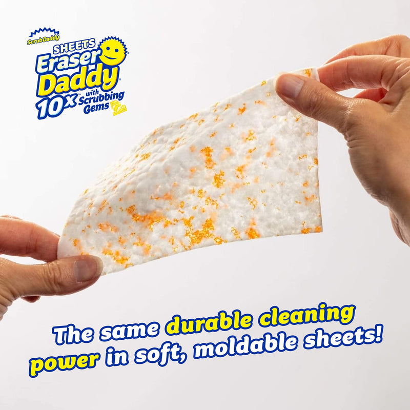 [AUSTRALIA] - Scrub Daddy Eraser Sheets - Eraser Daddy 10x - Melamine Eraser Sponge Sheets with Scrubbing Gems, All Purpose Household Cleaner Pads, Durable and Powerful Cleaning Sheets, Multi Surface 6ct - 3 Pack Pack of 3 