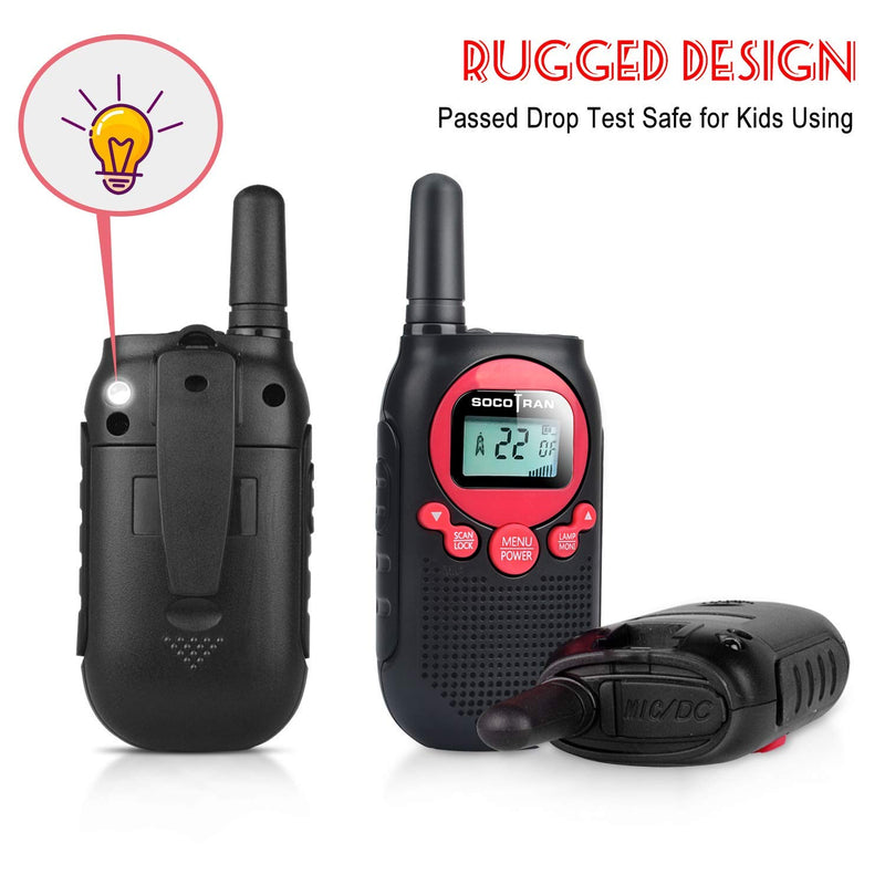 Rechargeable Walkie Talkies for Adults Long Range 5 Miles USB Charger 22CH VOX Flashlight LCD FRS Two Way Radio Rechargeable Li-ion Battery 2 Pack for Camping Family Road Trip Hiking Walky Talky