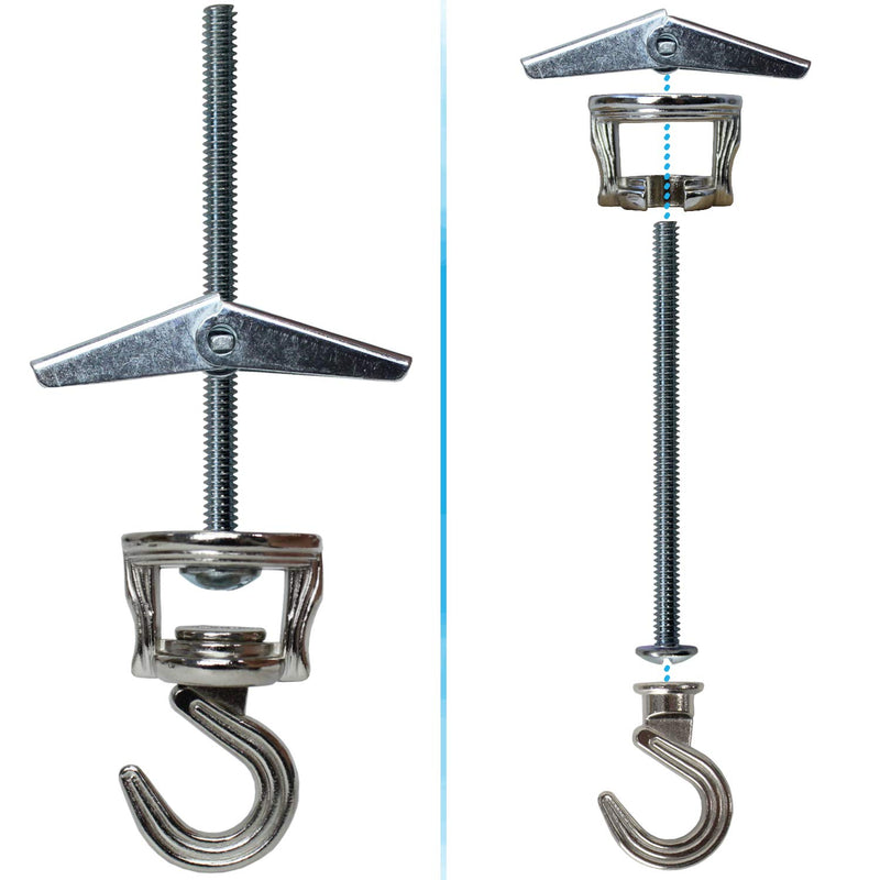 Swivel Hook Hangers, Multi-functional for Hanging, Screws and Anchors Included, 2 Sets Per Pack (Chrome) Chrome