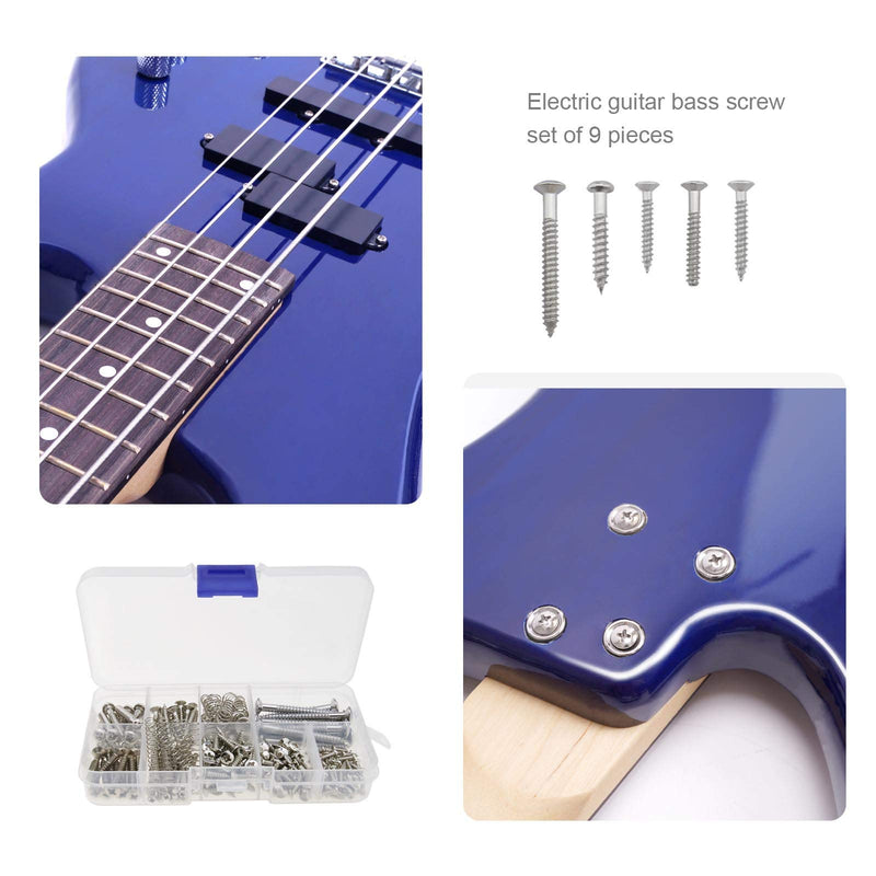 149Pcs Guitar Screws Kit for Electric Guitar Bass Bridge Pickup Tuner Switch Neck Plate Pickguard with Storage Box 9 Types
