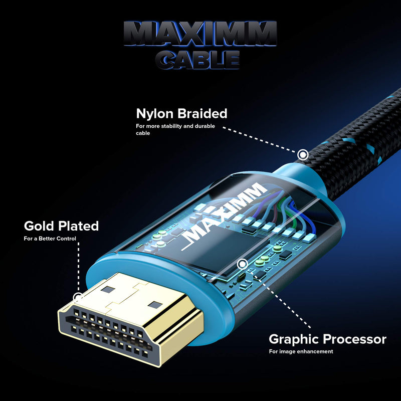 Maximm 8K HDMI 2.1 Cable 6-Feet 60Hz 48 Gbps Premium High Speed 2.1 8K Extension Cables Supports 4k, 8k, Ultra HD, 3D, 1080p, Ethernet and Audio Return 6Ft