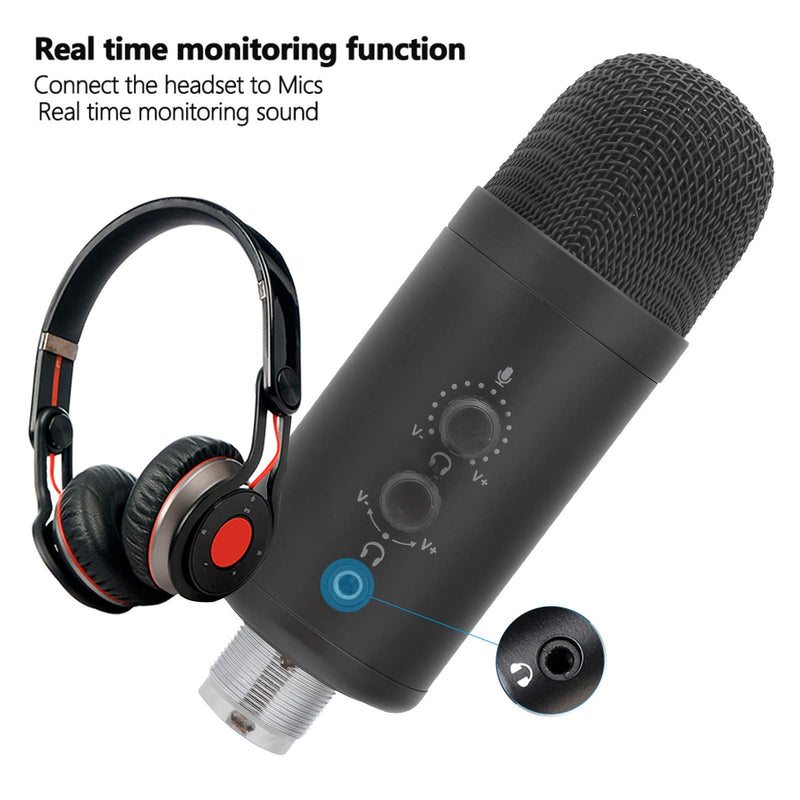 Lazmin112 USB Microphone, Condenser Microphone Recording Set for Professional Studio Live Streaming, Gaming, Podcasting, Compatible with Smart Phone