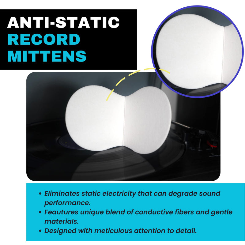 Vinyl Quantum 6 Pieces Anti Static Record Miiten & Handler - Record Player Accesories with Soft Microfiber Material, Protect Against Scratch & Dirt.