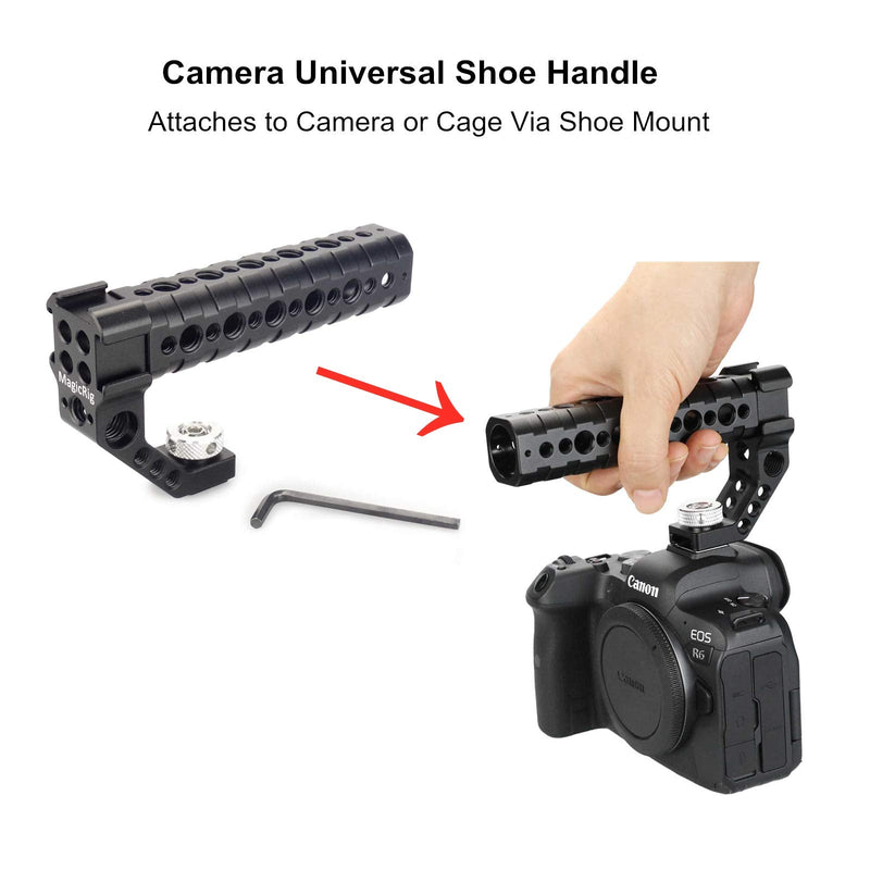 MAGICRIG Hot Shoe Top Handle Grip with Cold Shoe Mounts for Canon R6 Camera to Mount Microphone, Monitor, LED Light aluminum alloy grip