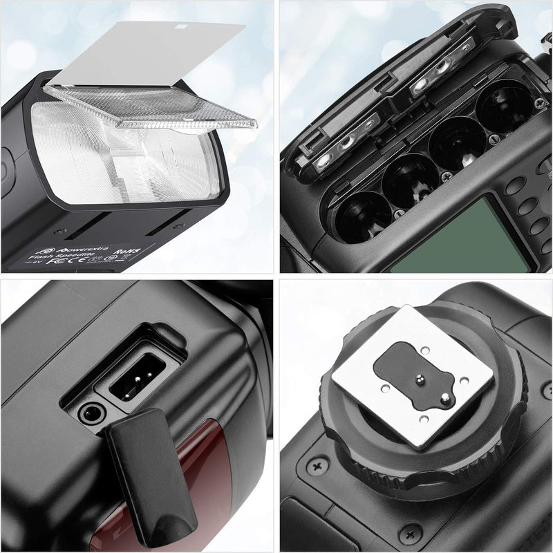 Powerextra LCD Display Flash Speedlite, 2.4G Wireless Flash Trigger Transmitter Kit for CA Nikon Pentax Panasonic Olympus and Sony DSLR Camera, Digital Cameras with Standard Hot Shoe