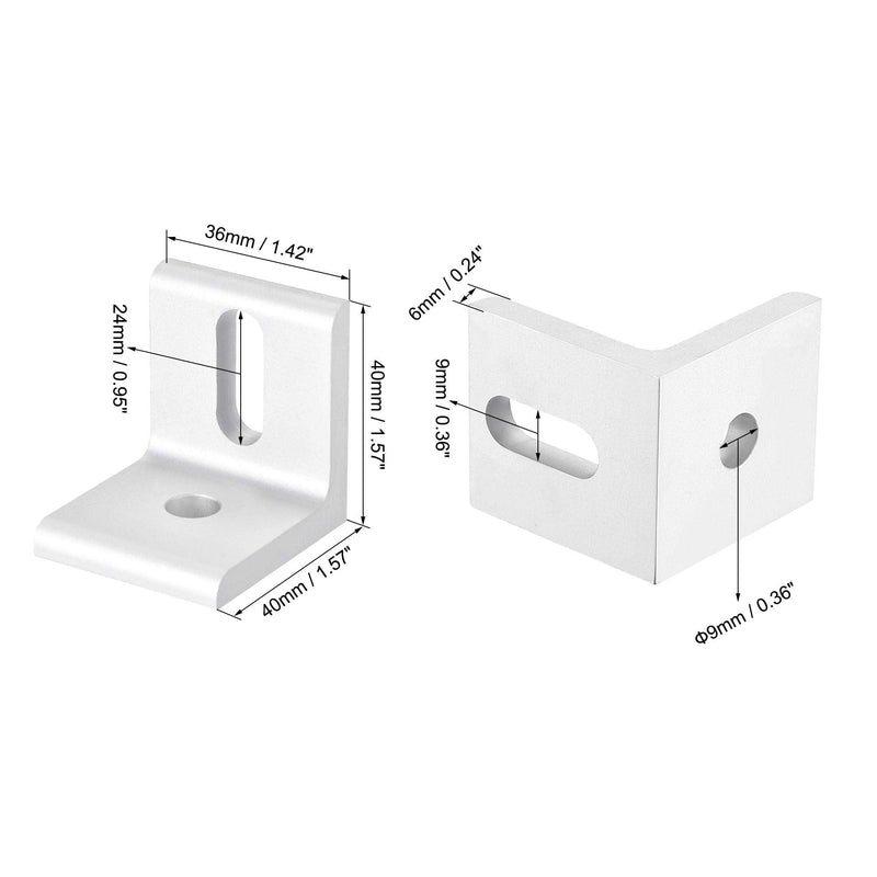 uxcell Inside Corner Brace Angle Bracket Fastener L Shape 40mmx40mmx36mm with Screws and Nuts for 4040 Series Aluminum Extrusion Profile 4pcs