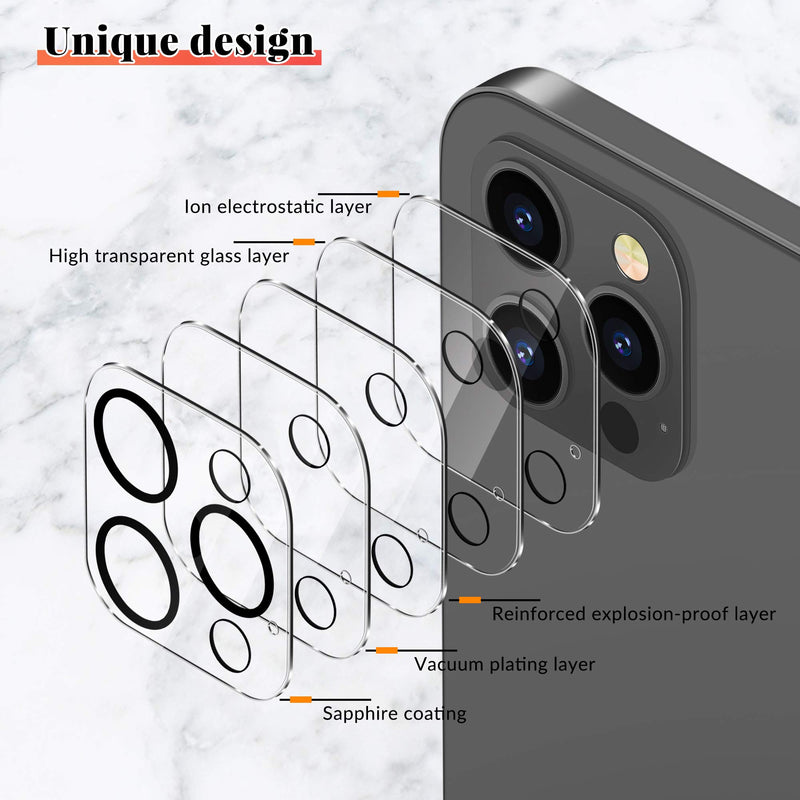 [2+3 Pack] UniqueMe Camera Lens Protector and Screen Protector Compatible with iPhone 12 Pro Max 6.7 inch Tempered Glass [U-Shaped Cutout][Easy Installation Frame] [Anti-Scratch] [Bubble Free]