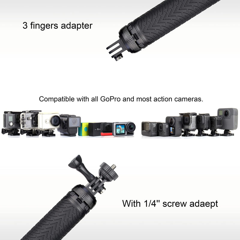 YALLSAME Aluminum Selfie Stick for GoPro Hero 10 9 8 7 6 5 4 3 Max Fusion Session AKASO SJCAM DJI OSMO Action Camera Used as Extendable Telescoping Monopod Pole Hand Grip Tripod Stand Selfie Stick Monopod