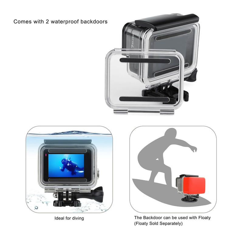 GEPULY Waterproof Dive Housing Case for GoPro Hero 7 White and Silver Camera - 40 Meters Underwater Photography