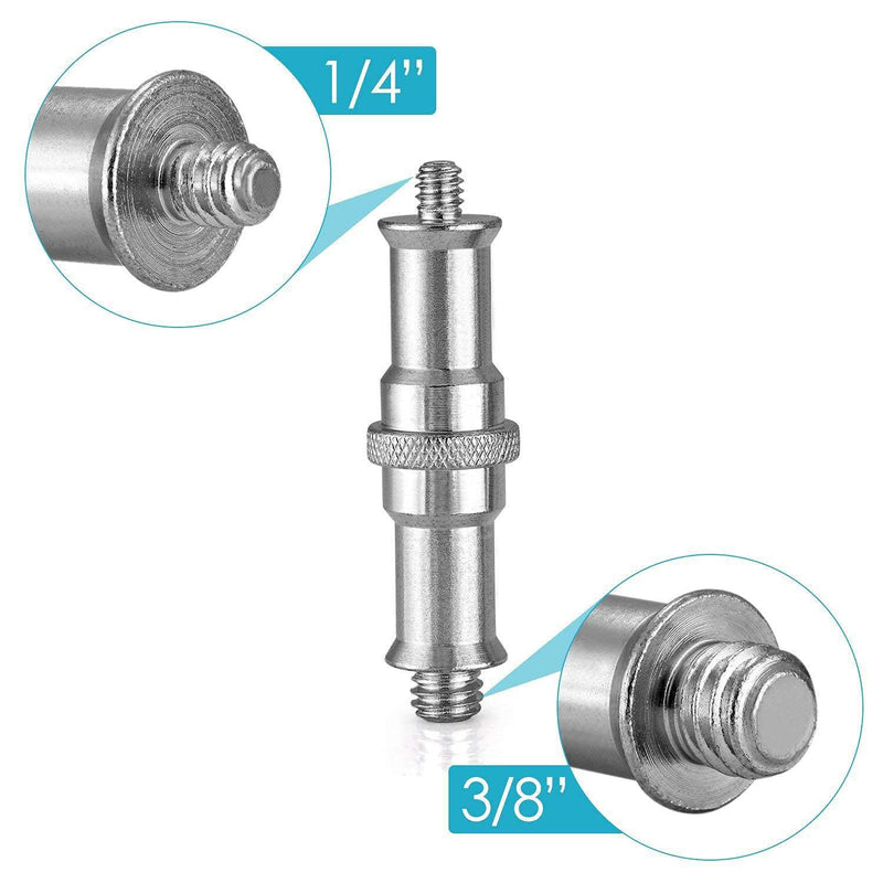 Donuts 1/4 to 3/8 inch Metal Male Convertor Threaded Screw Adapter Spigot Stud for Studio Light Stand, Hotshoe/Coldshoe Adapter, Ball Head, Wireless Flash Receiver, Trigger 2 Pack spigot stud screw adapter