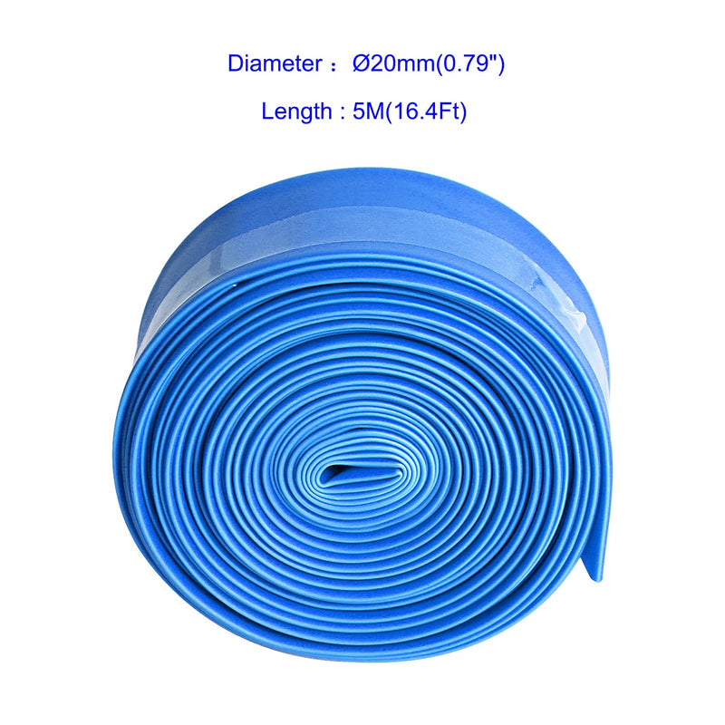 Aoje-Link 20mm ID Blue Heat Shrink Tubing Shrinkable Tube 5M(16.4Ft) 1pcs 20mm x 5M(Ф * L)
