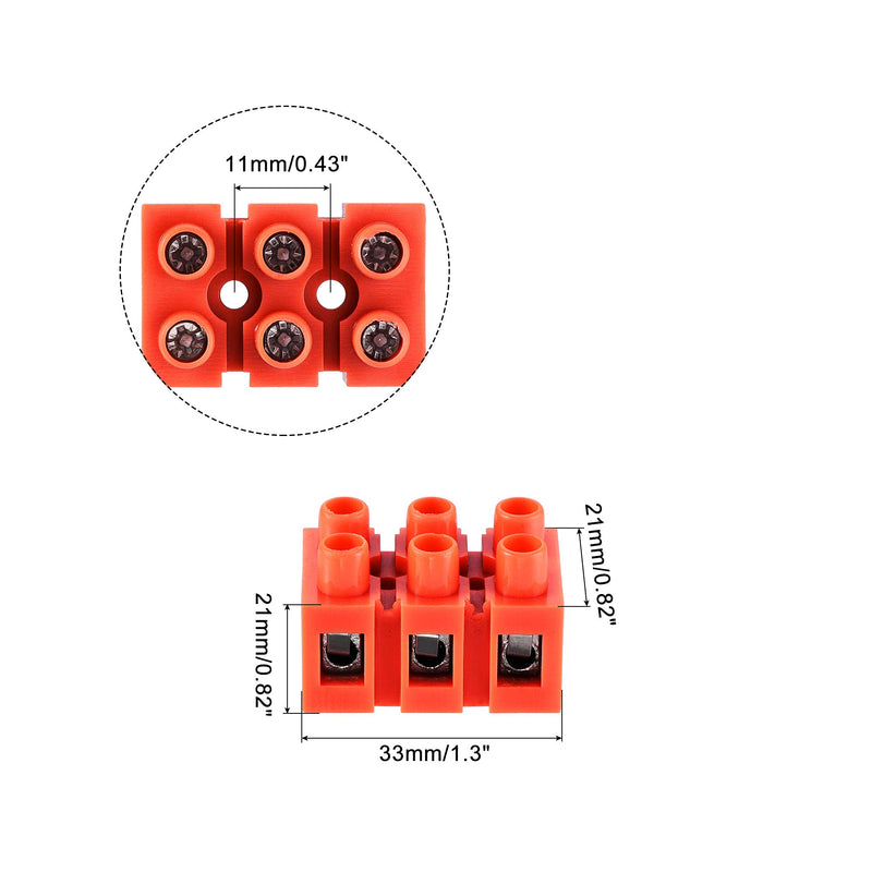 MECCANIXITY Terminal Block 600 Volts 36 amps Dual Row 3 Positions Screw Terminal Electric Barrier Strip 7 Pcs