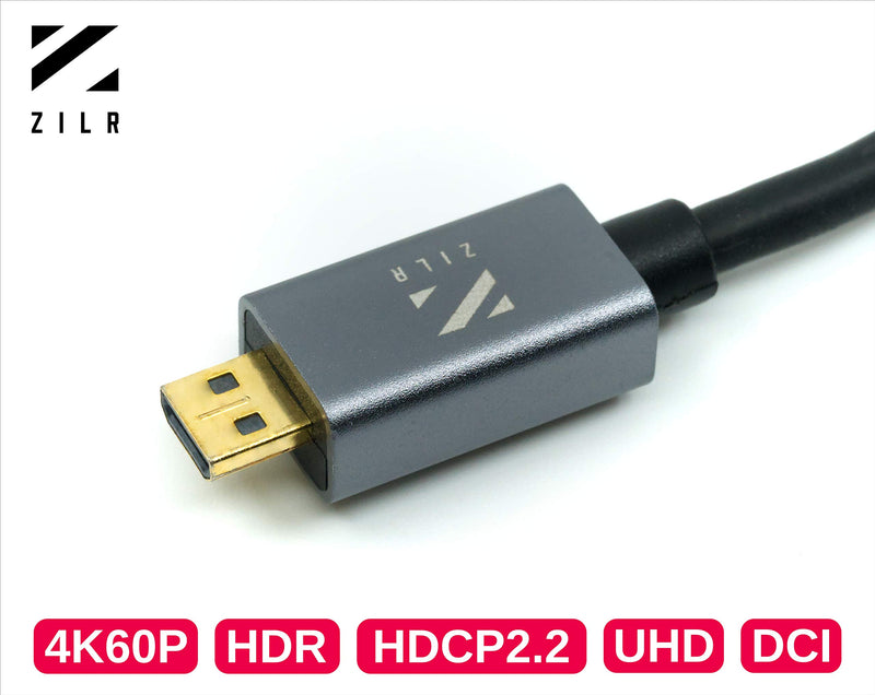 ZILR 10bit High Speed HDMI Cable 4K HD Ethernet HDMI Type A to Type D Micro HDMI Cable Ultra HDMI Cable 4K HDCP2.2 4K HDMI Camera HDMI Cable HDMI 2.0 Type A - Type D 45cm